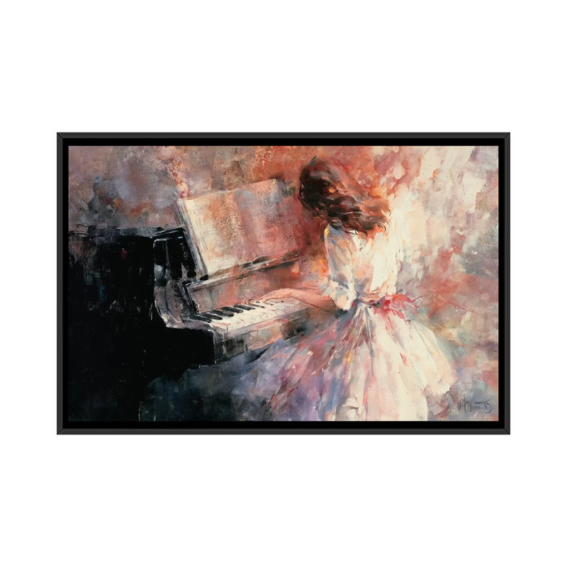 « romantique rythmique », impression sur toile, H 18 po x l 26 po x P 1,5 po, Toile encadrée noire, Pas de tapis