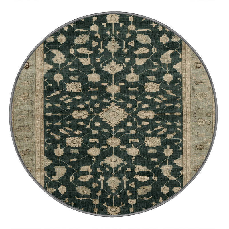 Tapis gris lavable à la machine, Rond 8 pi