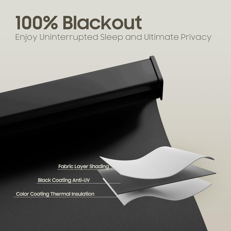 Rideaux occultant sans cordon - stores isolants et isolants pour la chambre à coucher, Noir
