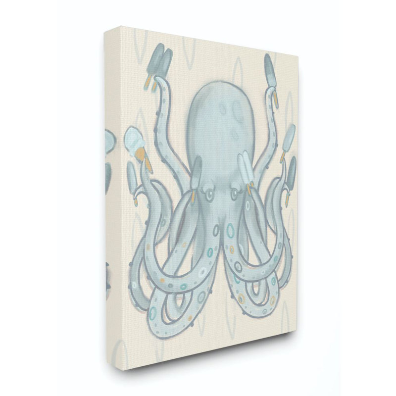 Art de dessin pour enfants popsicle octopus océan sea animal Lewin, H 30 po x l 40 po x P 1,5 po, Toile tendue
