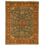 Hand Knotted Wool Oriental Area Rug in Green And Red