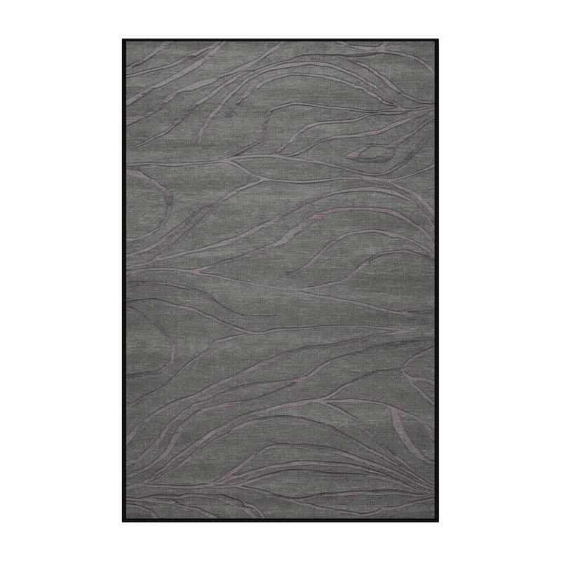 Machine Washable Abstract Black Area Rug, Rectangle 2' x 3'
