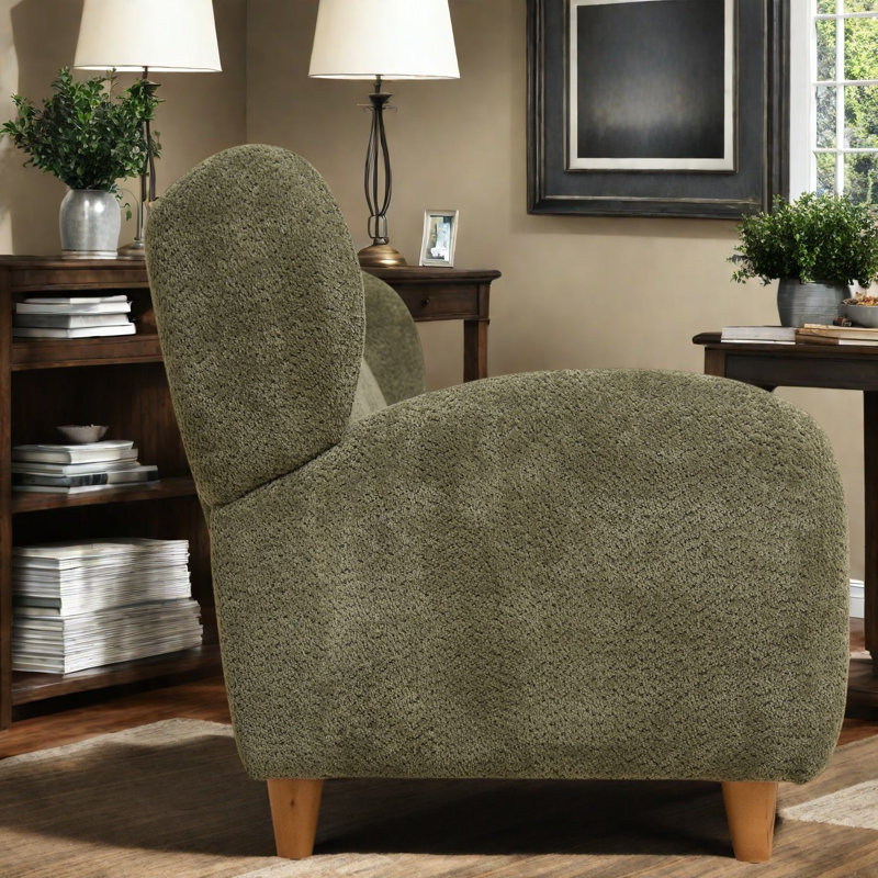 Chaises d'appoint modernes, causeuse en chenille vert olive, dossier incurvé pour la maison