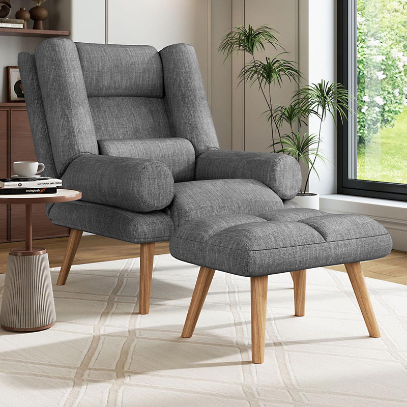 Grey Sofa with cushion footstool