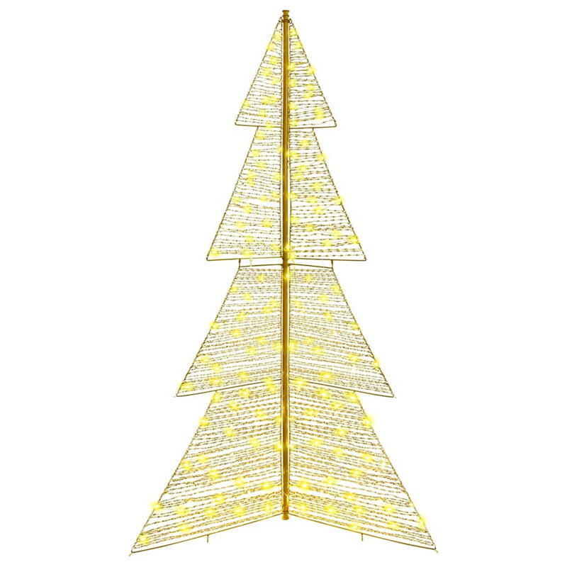 vidaXL Christmas Tree with 240 LEDs Acrylic, 180cm H x 104cm W x 53.5cm D, Warm White/Gold
