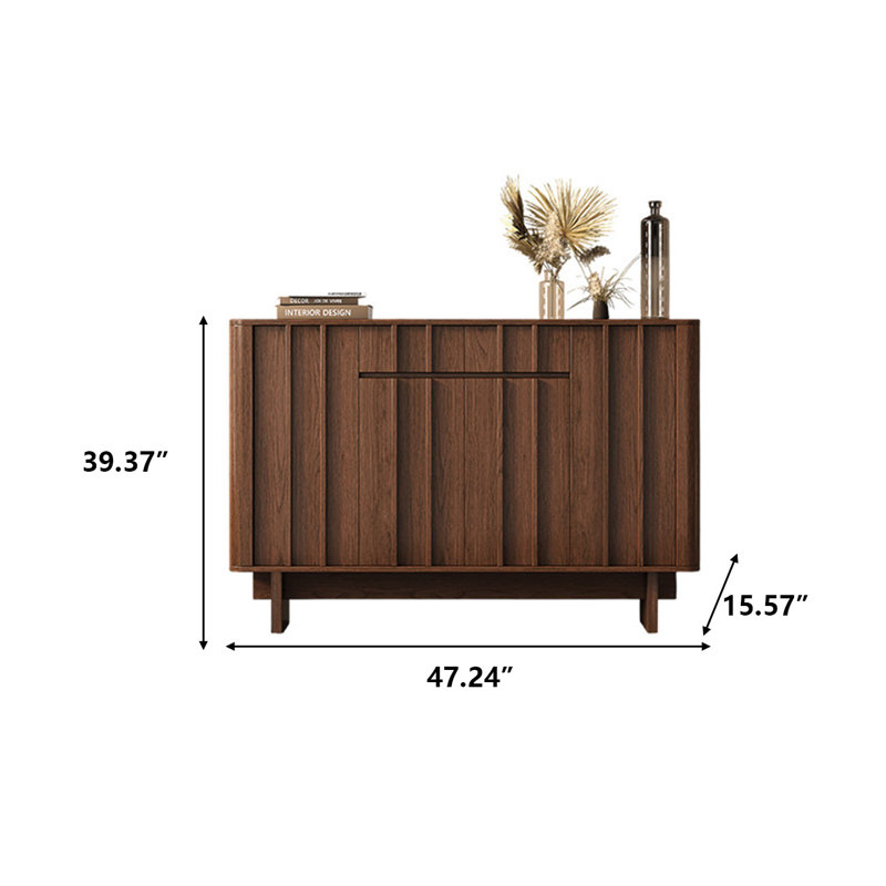 47.24"Brown Vertical Grain Solid Wood Shoe Cabinet, H 39,37 po x l 47,24 po x P 15,75 po