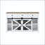 Buffet coulissant avec porte de grange en métal et tablettes réglables-356845215