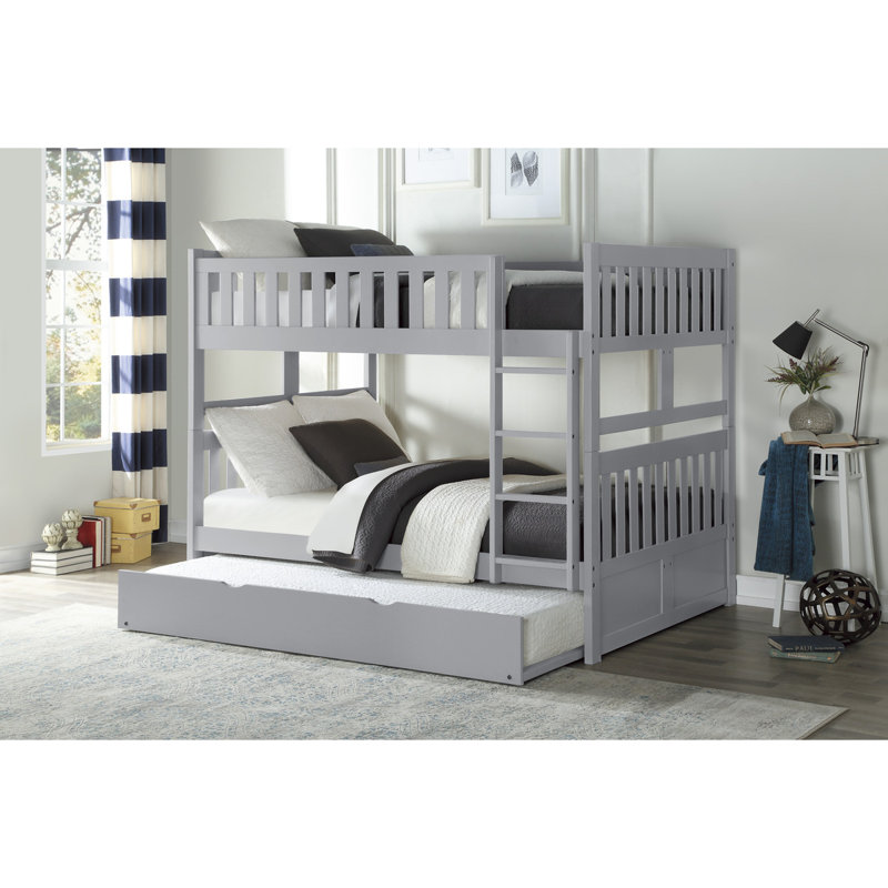 Haldan Standard Bunk Bed with Trundle by Harriet Bee, Twin, Gray