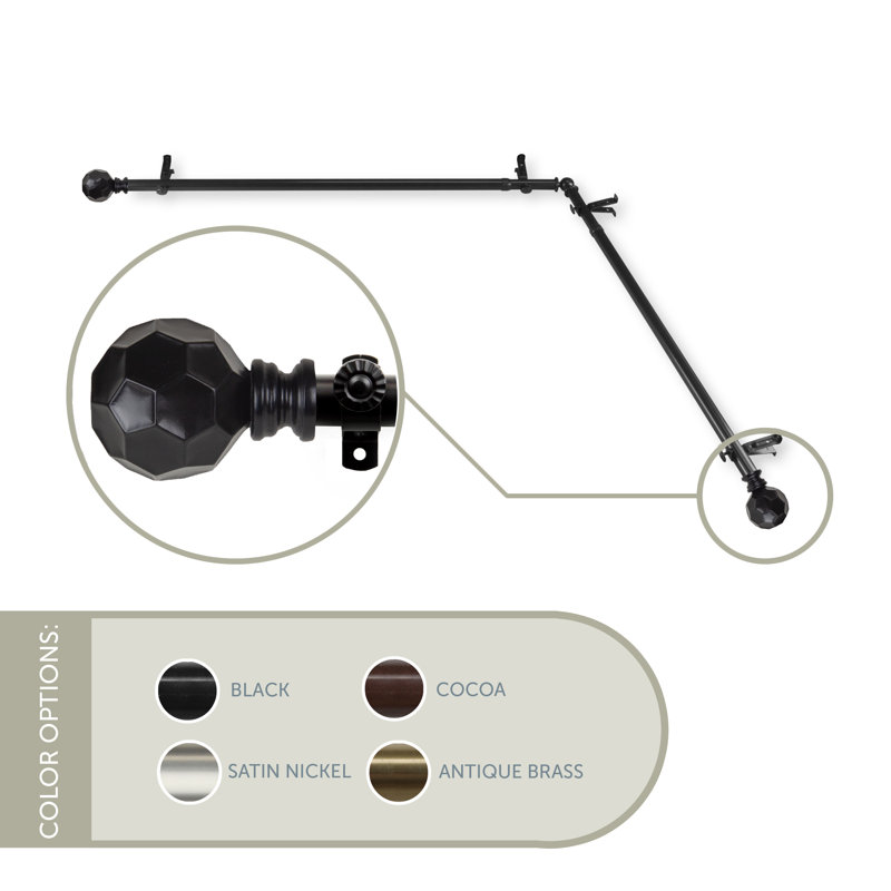 Tringle à rideau simple Campanella, 66” – 120”, Noir
