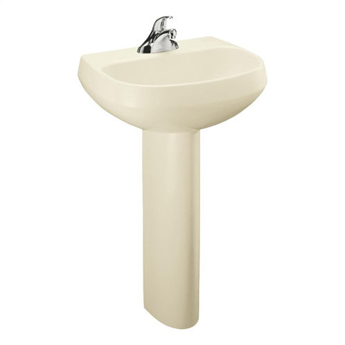 Wellworth Ceramic Pedestal Bathroom Sink with Overflow, Timberline, 4" Centers
