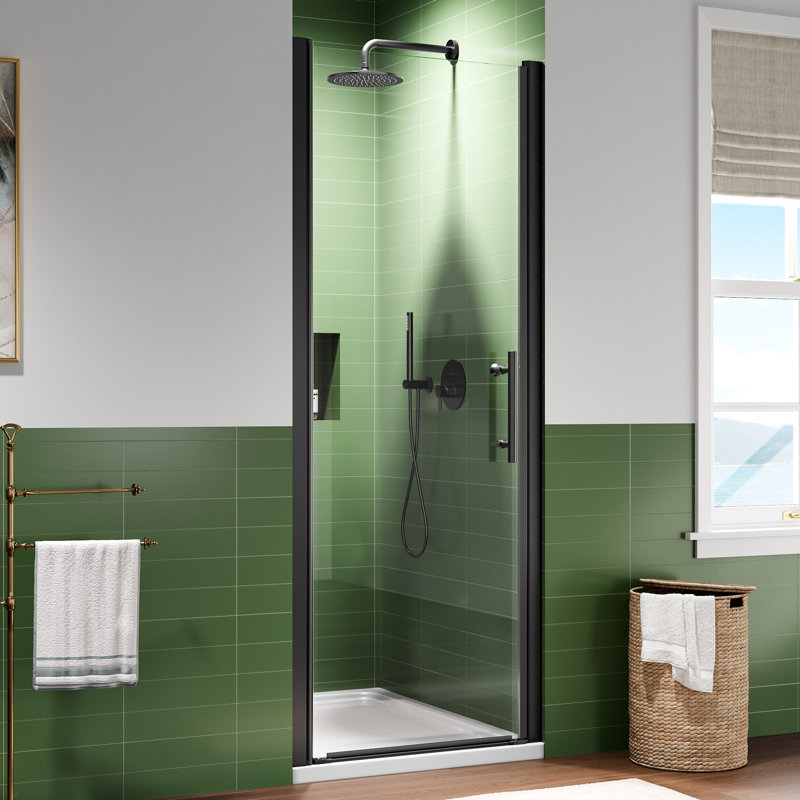 30-31.5＂W X 75＂Pivot Single Shower Door With 1/4＂(6Mm) Clear Tempered Glass