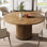 Table de salle à manger ronde, table de cuisine circulaire en bois de 47,2 pouces avec base cannelée robuste, salle à manger moderne