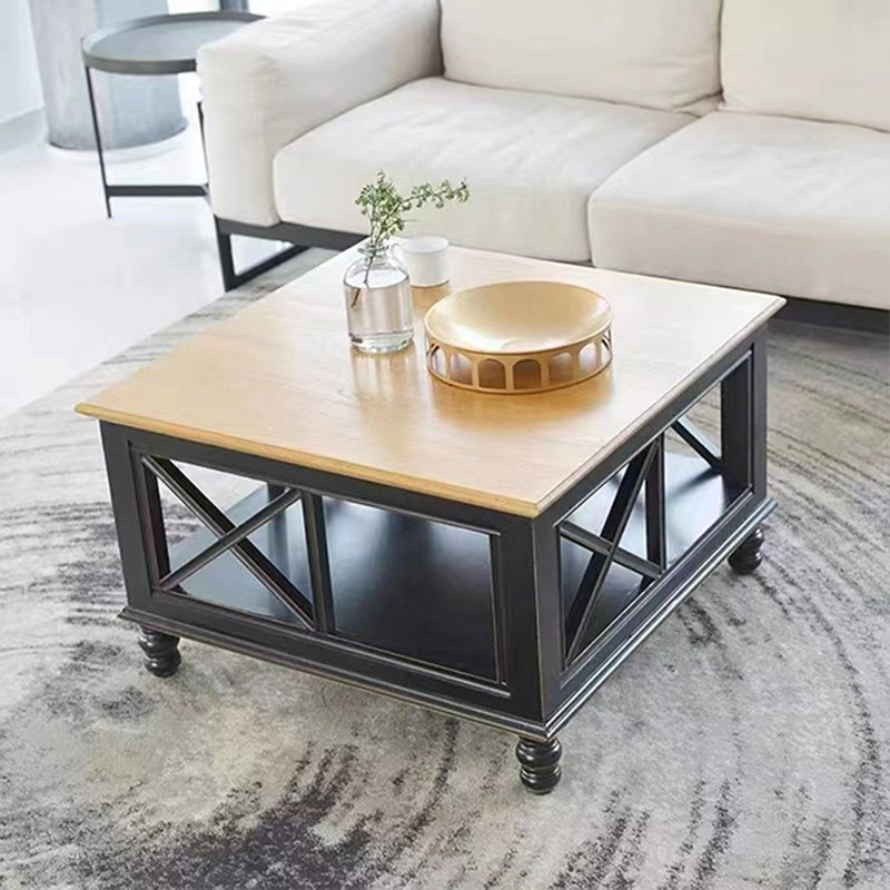 Table basse minimaliste de style américain, H 18,9 po x l 35,43 po x P 35,43 po