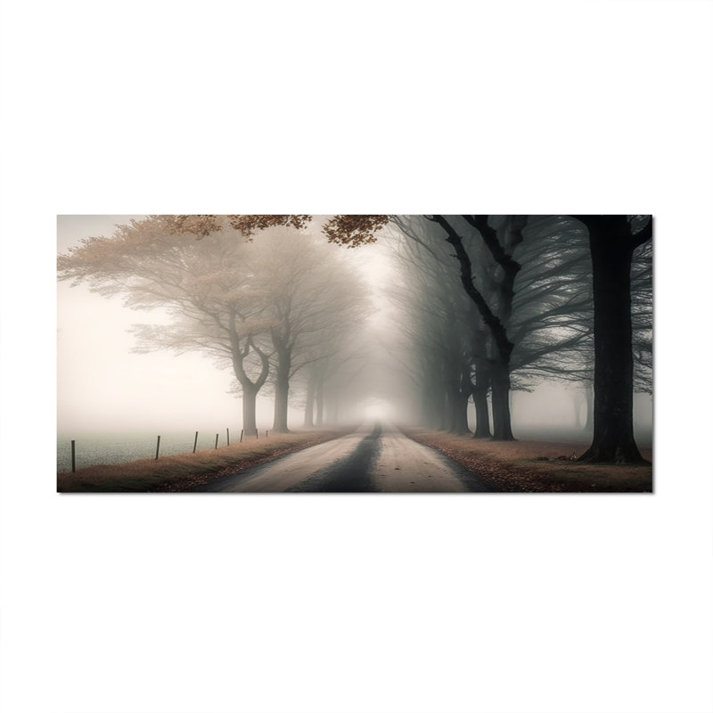 Art sur toile, "Misty Road Through The Forest II", Toile tendue, H 28 po x l 60 po x P 1,5 po
