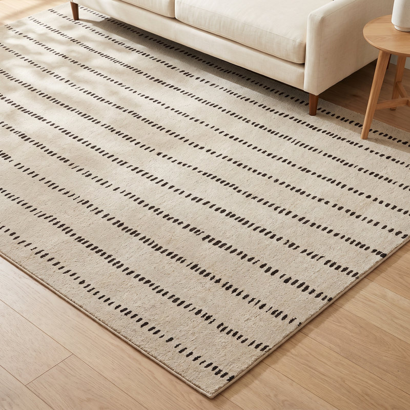 Austen Hand Tufted Wool Striped Area Rug in Beige, Rectangle 8' x 10'
