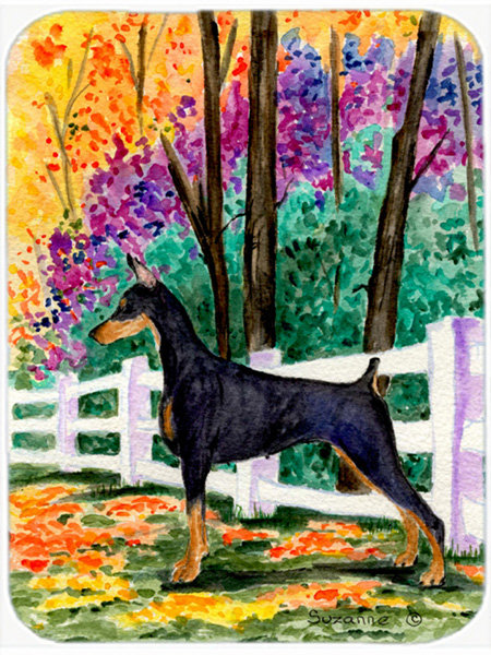 Planche à découper en verre East Urban Home Doberman and Trees