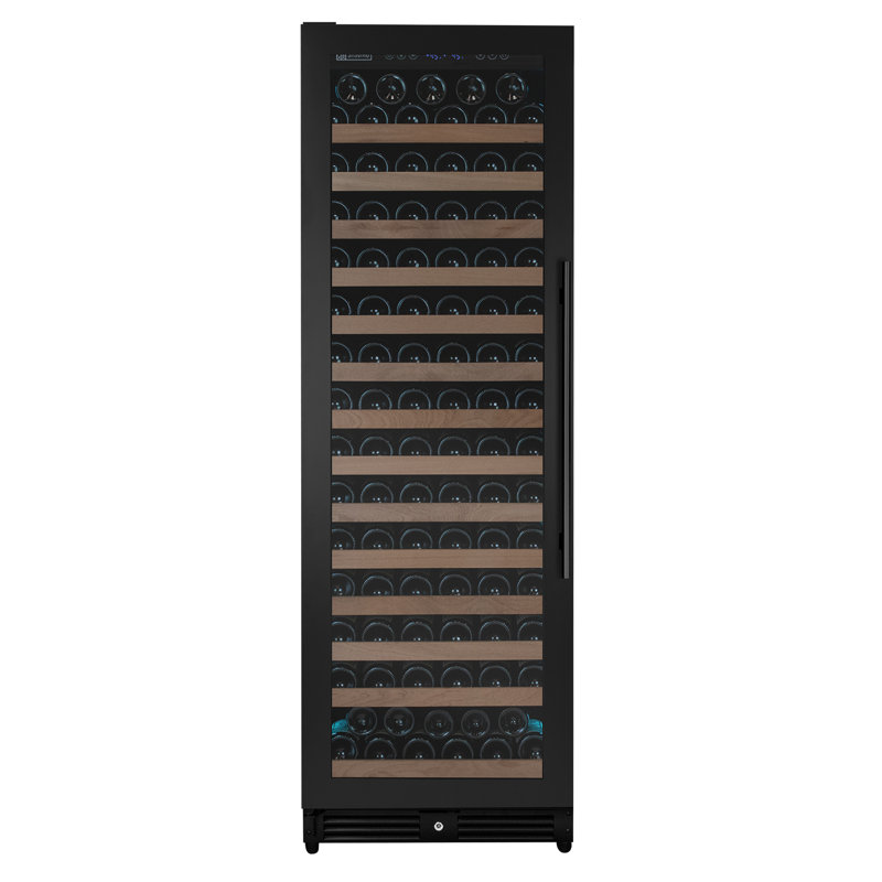 Reserva Series 163 Bottle 71" Tall Single Zone Left Hinge Black Metal Wine Cooler Refrigerator, Right Handed