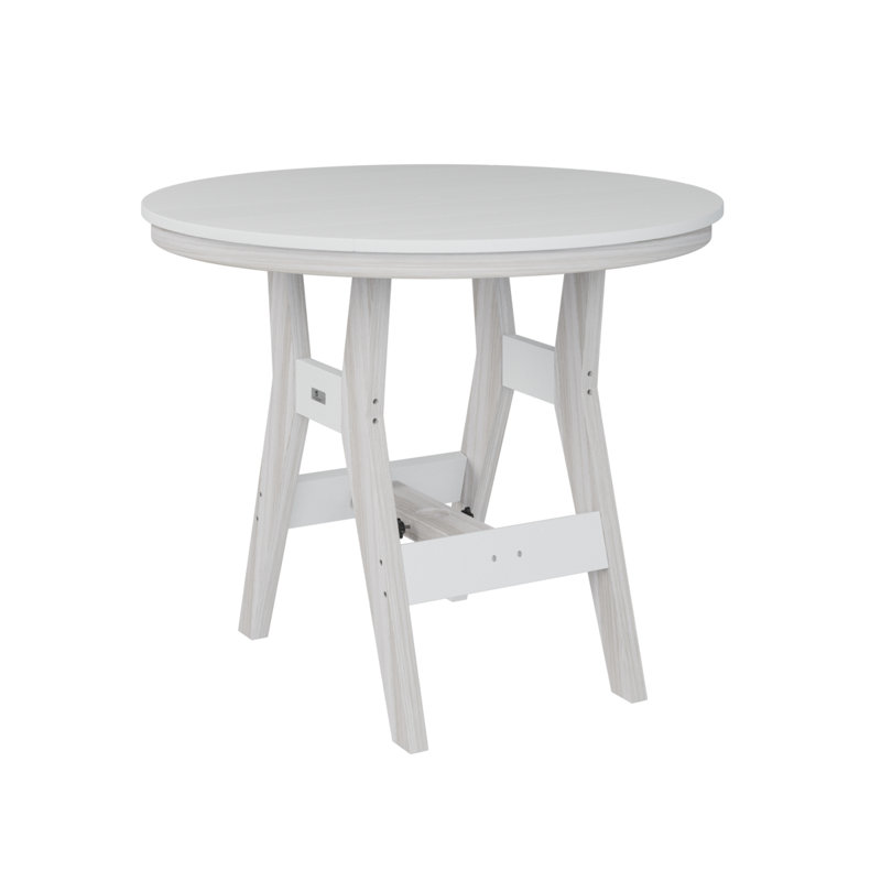 Harbor Outdoor Round Dining Table, Seashell, White