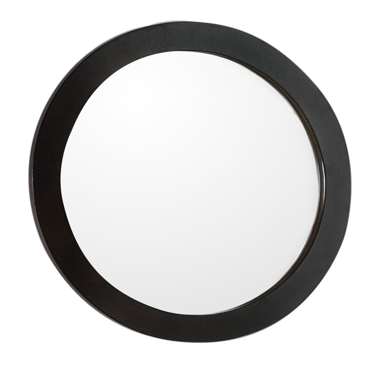 Kley Round Wall Mirror, Sable Walnut
