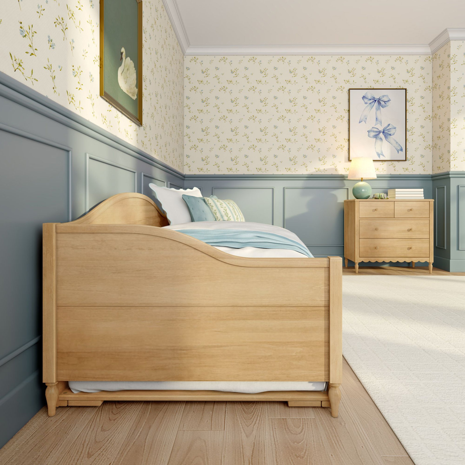 Charlotte Twin Day Bed with Trundle, Blonde