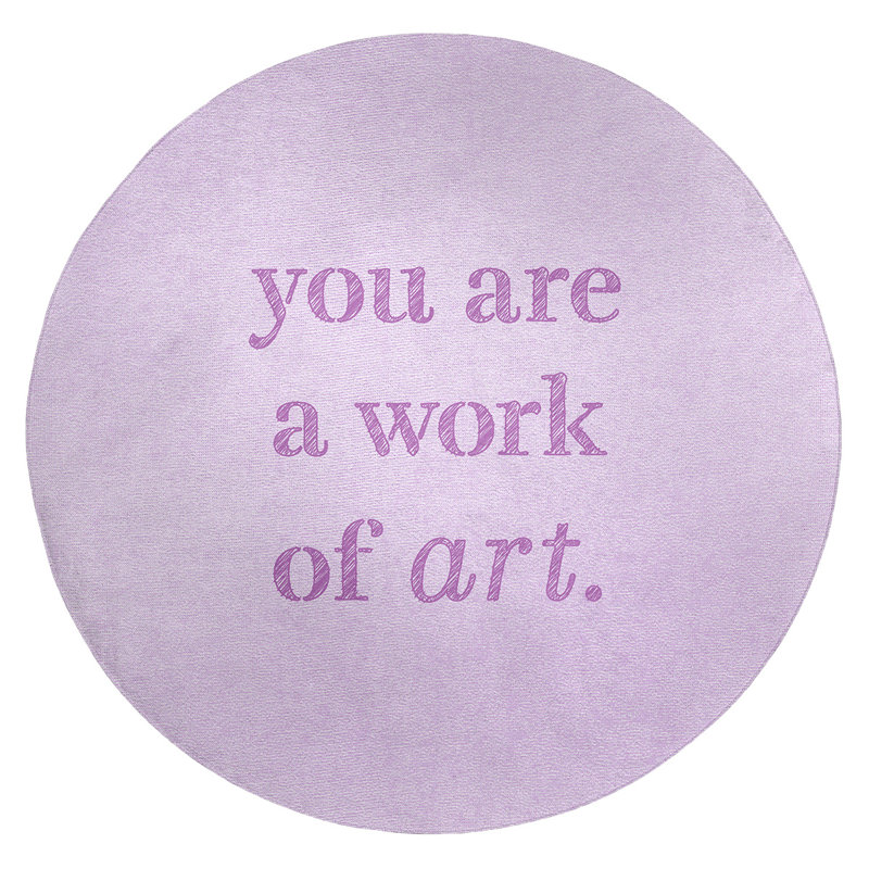 Tapis « work of art », citation en poly-chenille, Rond 5 pi