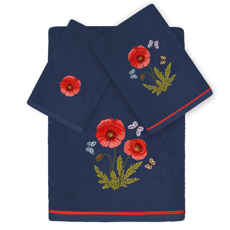 3 Piece Turkish Cotton Towel Set, Marine