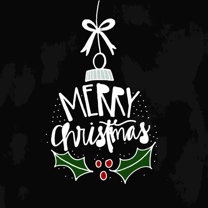 Merry Christmas Ornement - Art textuel sur toile tendue, L 12 po x H 12 po