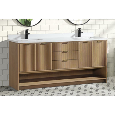 Meuble-lavabo autoportant en chêne Anelie