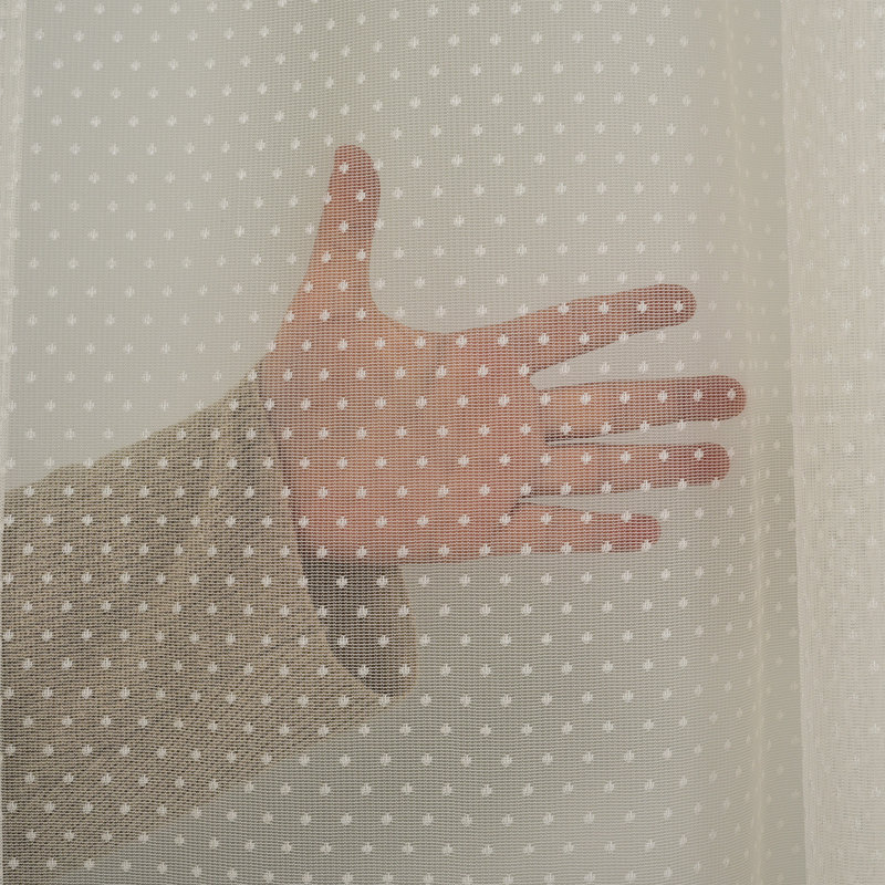 Extra Long and Extra Wide Dots Lace Patterned Sheer Curtain Panels, 52" W x 156" L, Cream