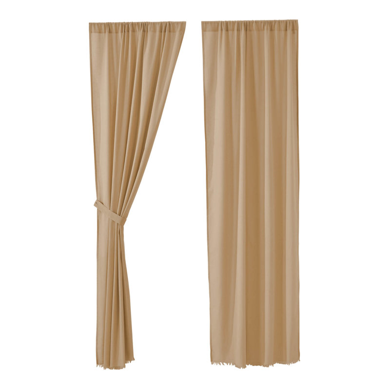 Tobacco Cloth Khaki 100% Cotton Room Darkening Curtain Pair