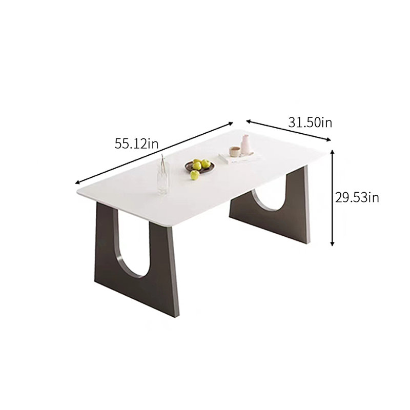 Metal Base Dining Table, 55.12" L x 31.5" W, White