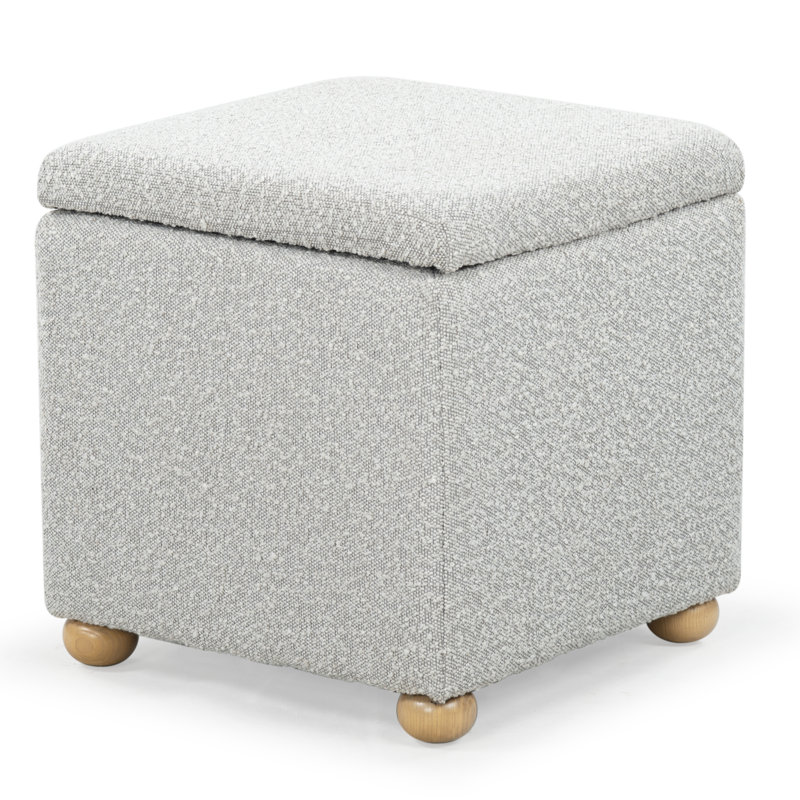 Becka Square Boucle Storage Ottoman, Gray Boucle