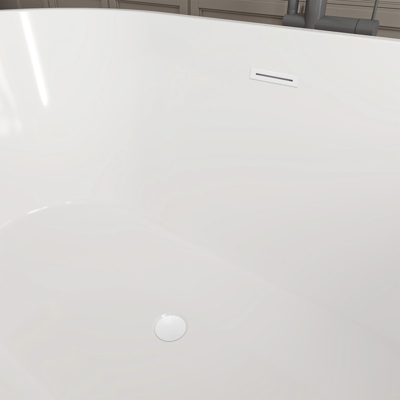 54'' x 29'' Freestanding Soaking Acrylic Bathtub, Pure White