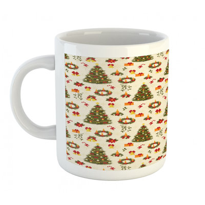 Grande tasse à café sapin d’arbre guirlande et cloches