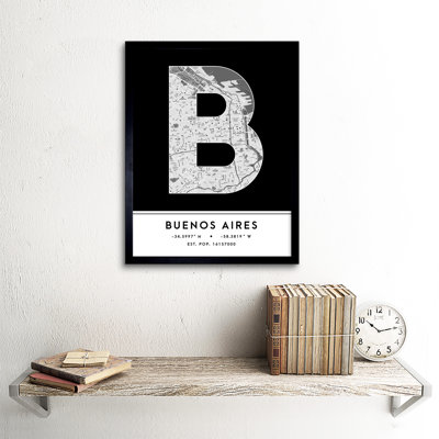 Buenos Aires City Map Buenos Aires Argentina City Map Black And White - Single Picture Frame Typography