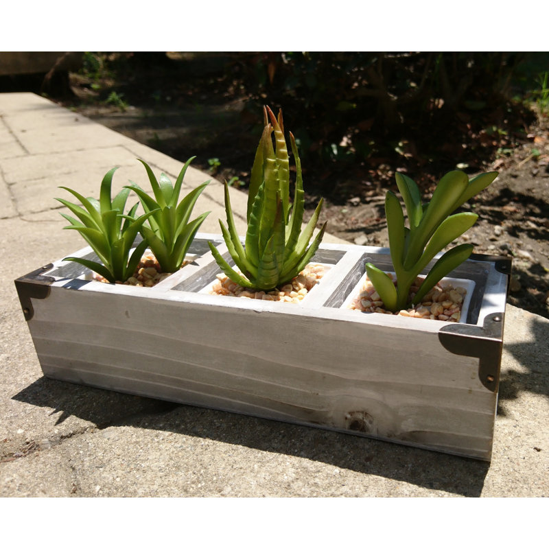 Boîte à fleurs en bois Frink, Blanc rustique