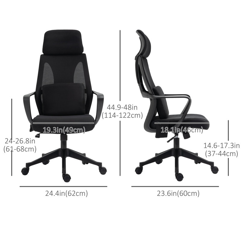 Fauteuil pivotant massant avec coussin lombaire, port USB, siège et appui-tête réglables