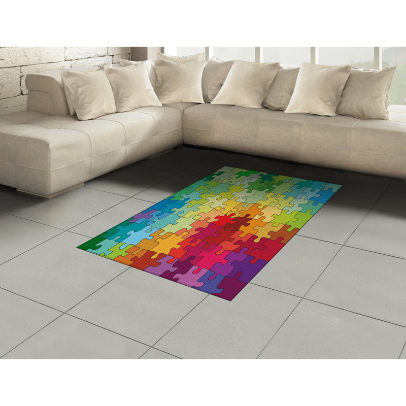 Swett Abstract High Density Long Fiber Poly Threads Decorative Area Rug Carpet, Rectangle 4' x 5'8"