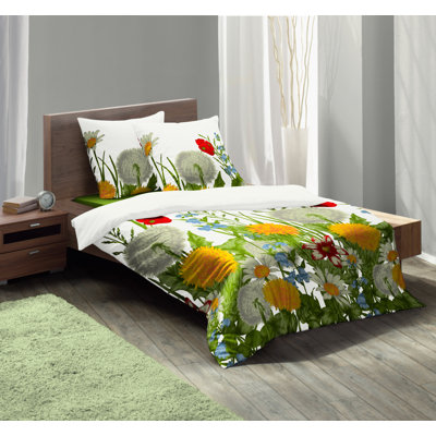 Fleuresse Milano Cotton Floral Duvet Cover Set with Pillowcases
