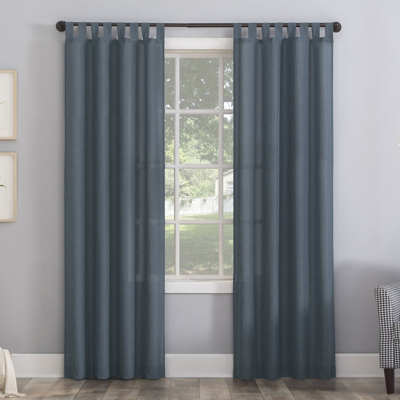 Panneau de rideau simple semi-transparent en polyester Brekke, Bleu vintage, l 40 po x L 63 po