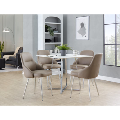 Chaise rembourrée York en métal chromé et similicuir blanc York - ensemble de 2
