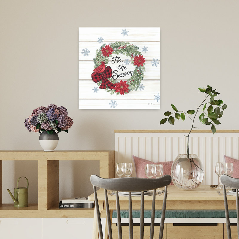 Tis The Season Wreath, poinsettia contemporain, art floral, H 18 po x l 18 po