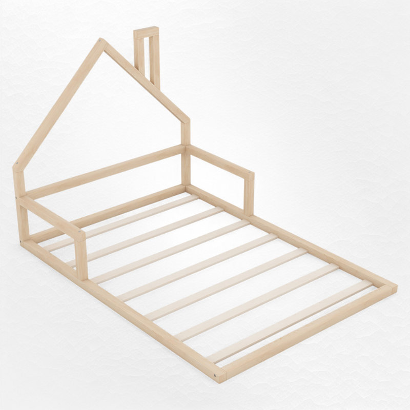 Lit plateforme Wood, Naturel, Double