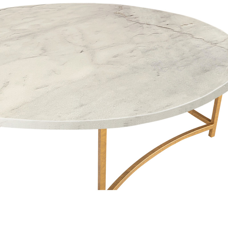 Megan Frame 1 Coffee Table, Carrera Marble, Gold