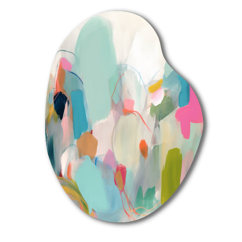 Dahra - Minimalisme, impression sur métal de forme unique, art mural asymétrique en métal rose, H 30 po x l 22 po