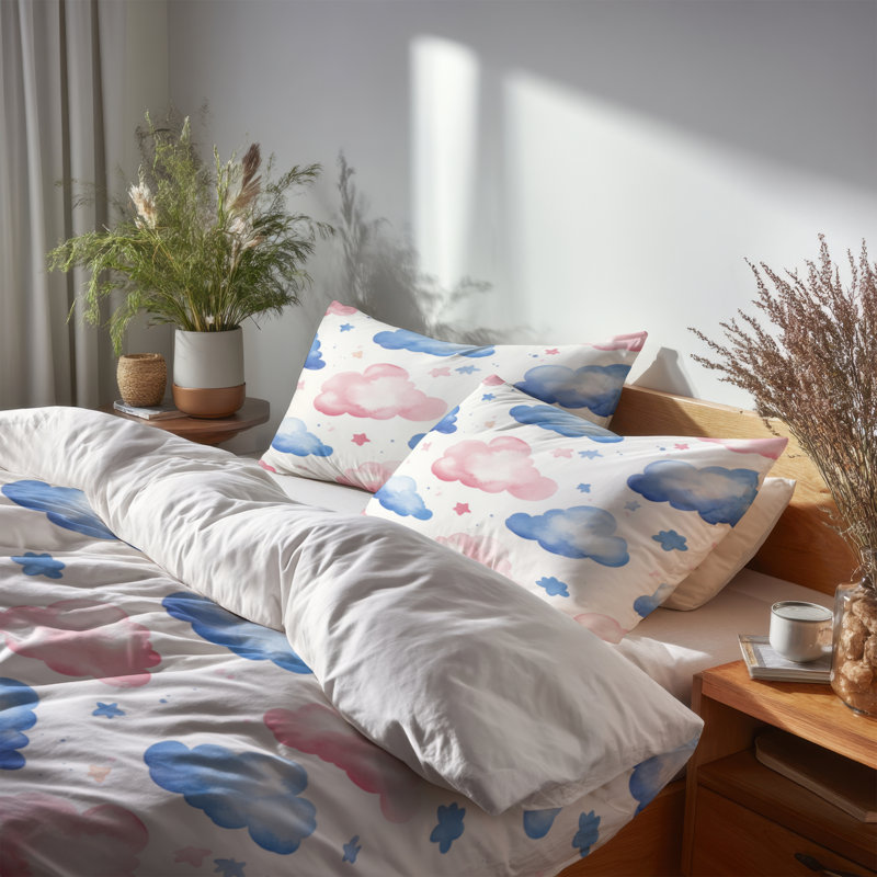 Ensemble de housse de couette et coussin décoratif Teens Sky, Housse de couette grand et 2 taies décoratives