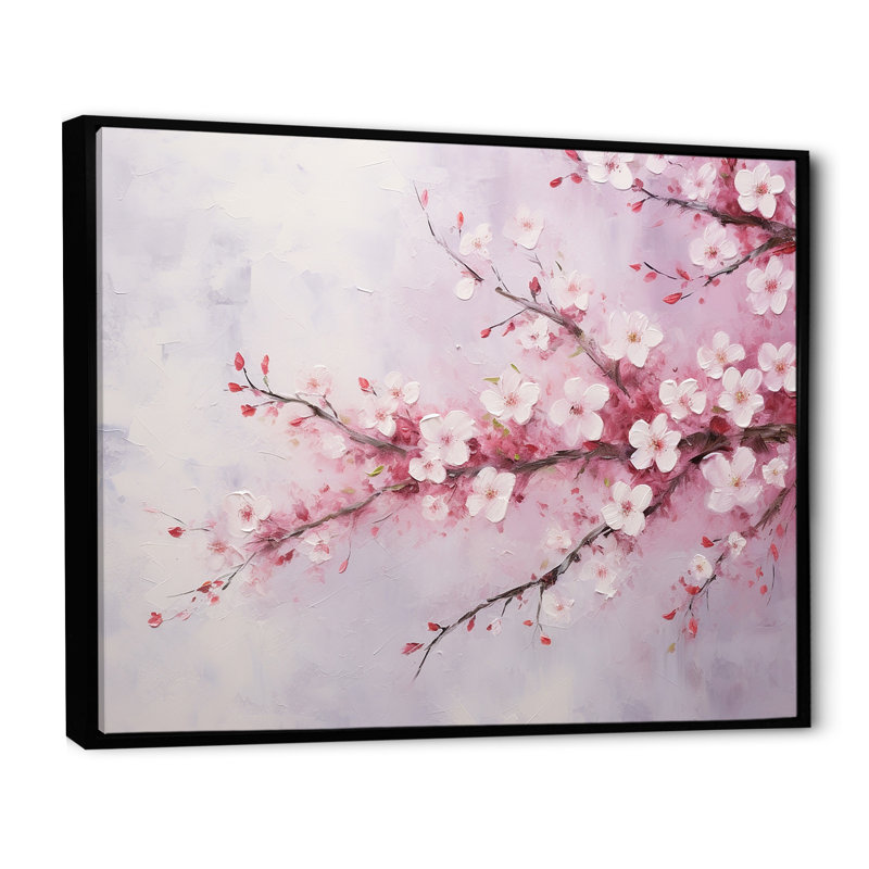 «Cherry Bliss Tree» sur toile, Cadre flottant noir, H 16 po x l 32 po x P 1 po