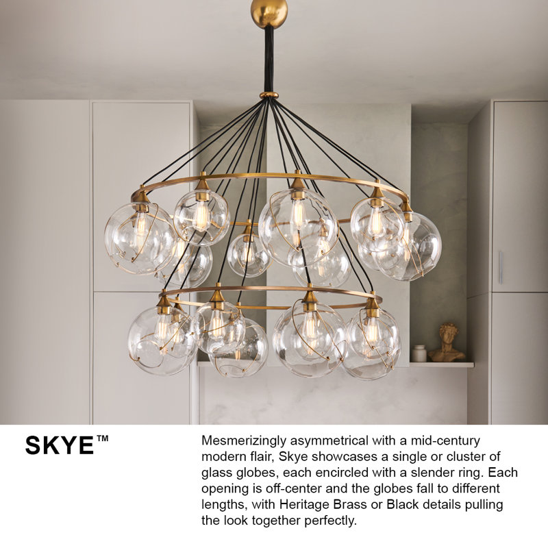 Heritage Brass Skye 18-Light Tiered Glass Globe Chandelier