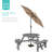  6-Person Circular Outdoor Wooden Picnic Table W/ 3 Built-In Benches, 500Lb Capacity - Gray-1688980867