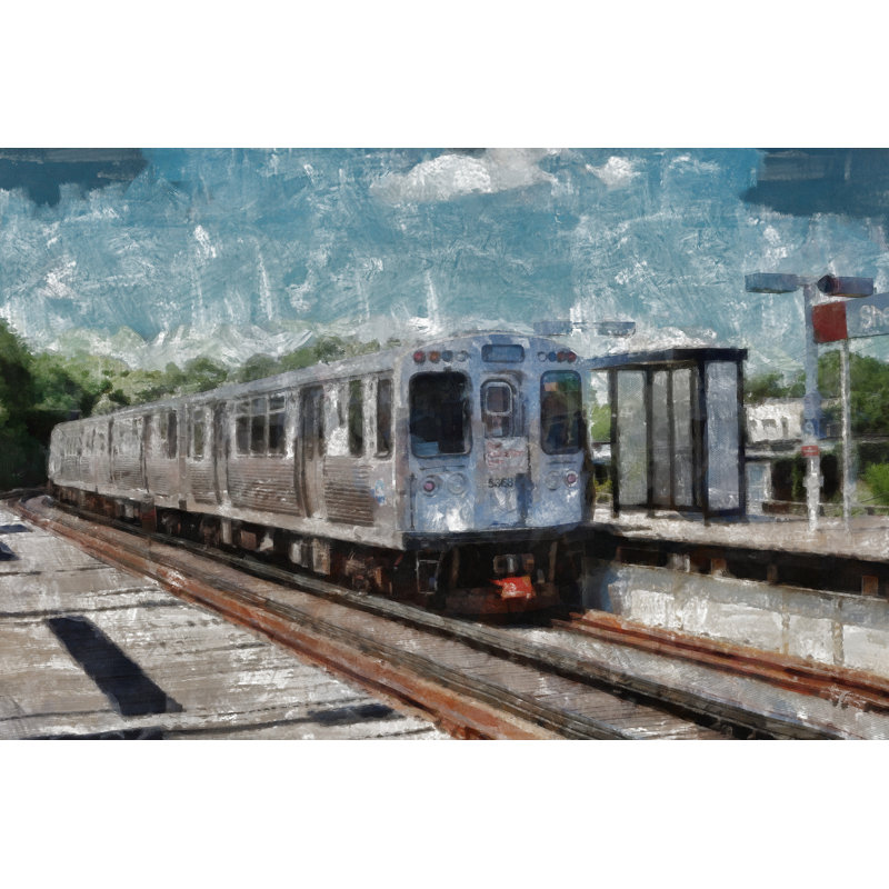 Painted Gray Train 1 Piece Wrapped Canvas Wall Art, 81cm H x 122cm W